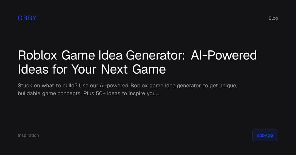 Roblox Game Idea Generator: AI-Powered Ideas for Your Next Game | Obby ...