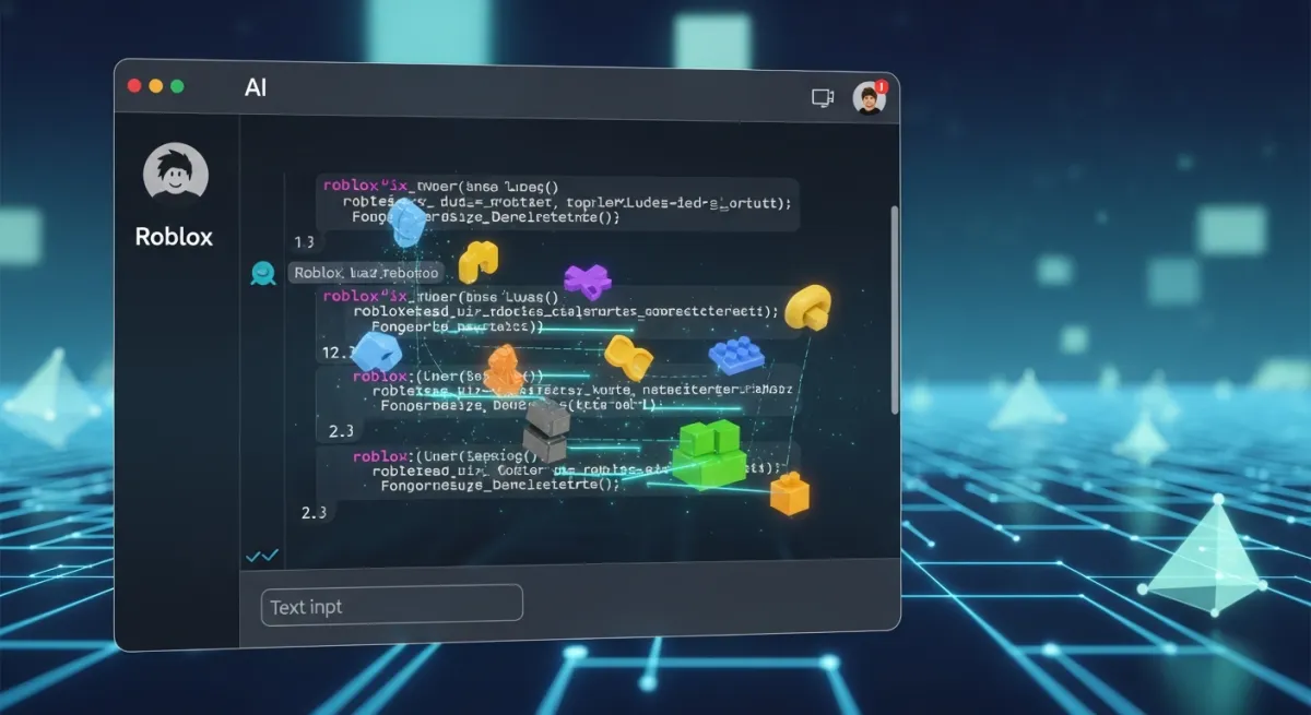 Chat interface with AI generating a complete Roblox game in real-time