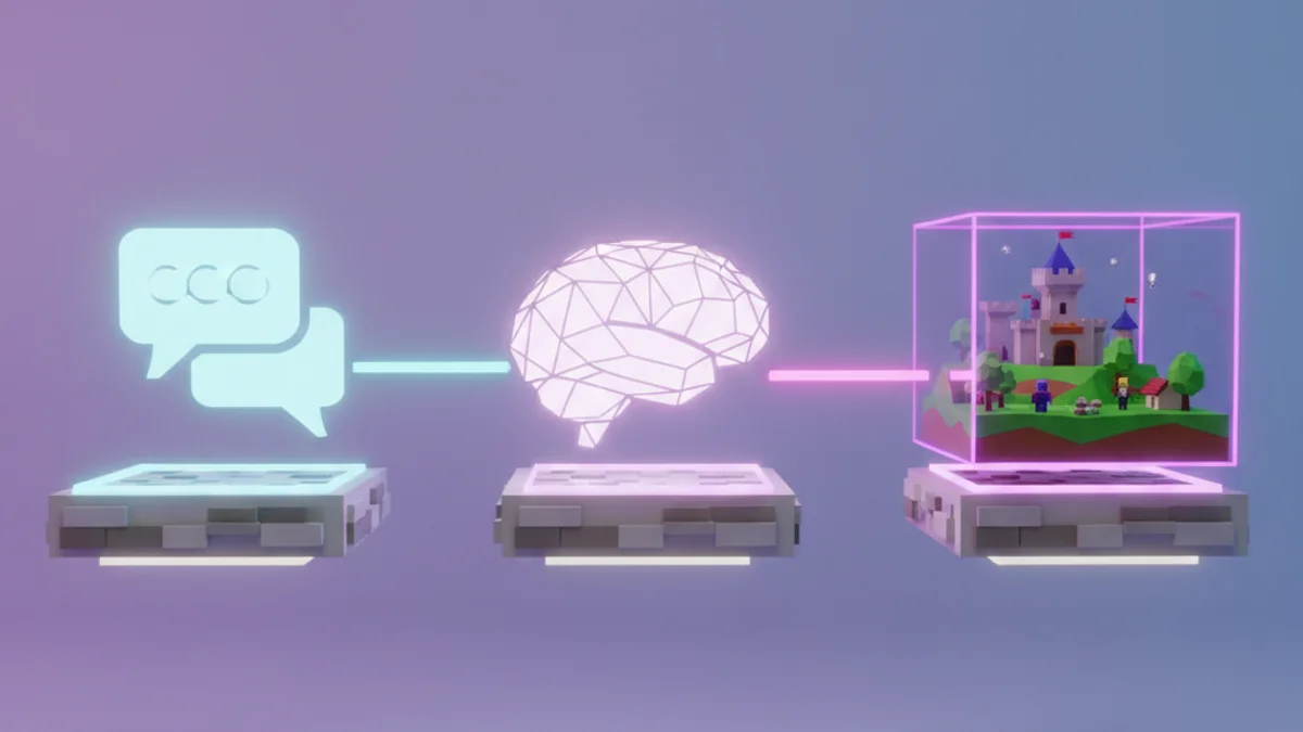 Timeline showing prompt to AI to finished Roblox game milestones