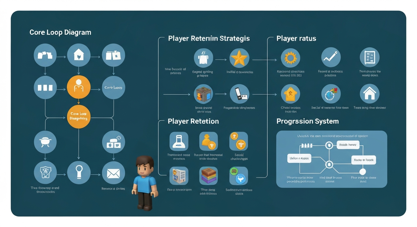 Roblox game design — core loop, progression, polish