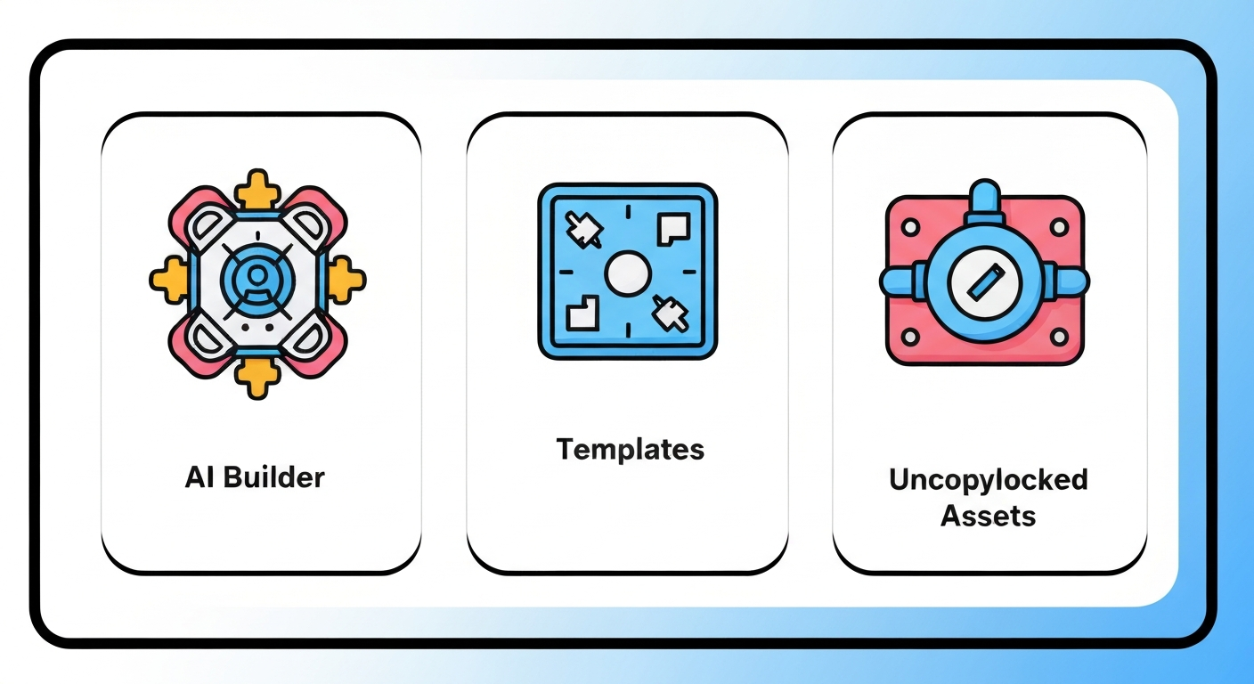 No-code Roblox game creation methods — AI, templates, toolbox