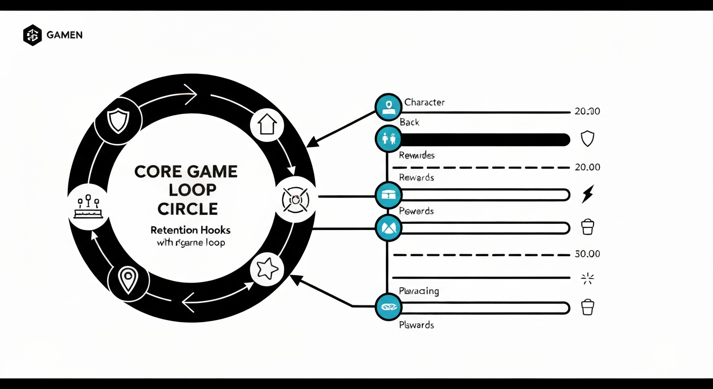 Game design principles — core loop, progression, retention