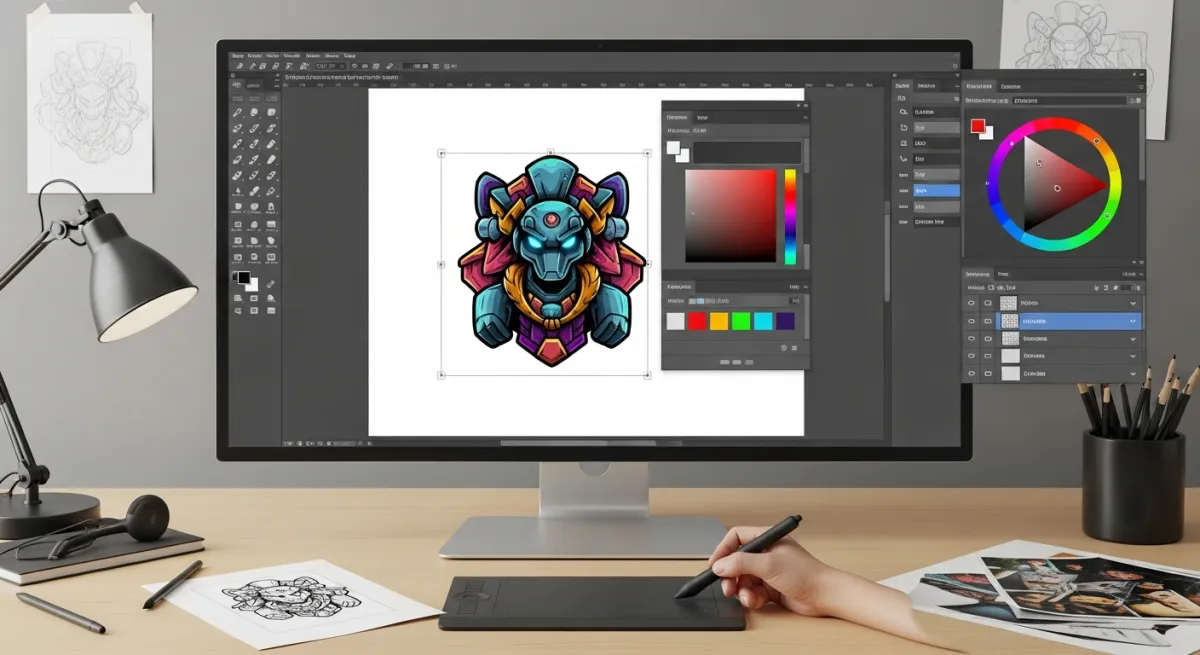 Professional Roblox game icon being designed in a graphics editor